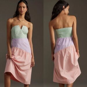 Maeve Colorblock Strapless Midi Dress